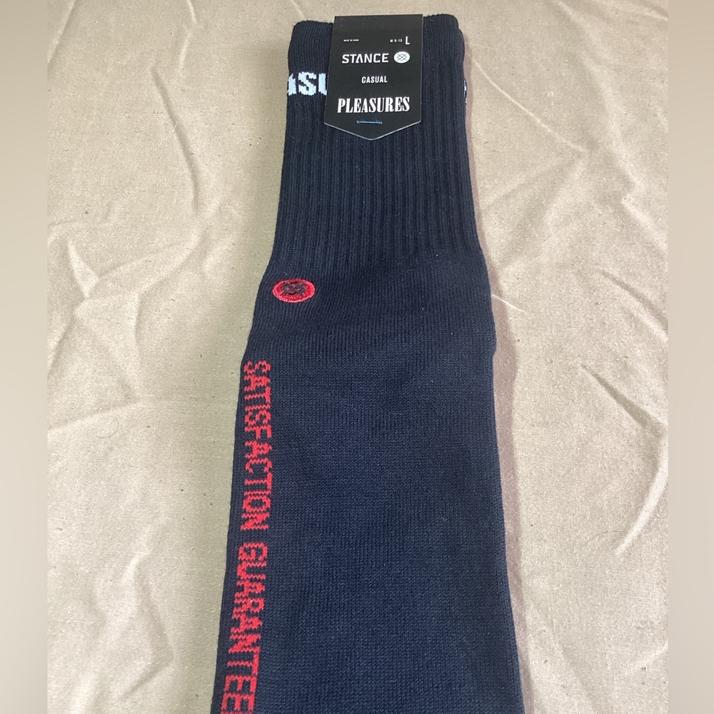 Stance PLEASURES Satisfaction Guaranteed Black Crew Socks M: 9-13 L - Picture 2 of 6